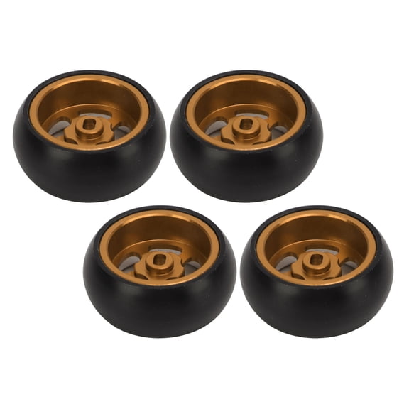 Nieyigj 4 Pcs RC Drift Tire High Abrasion Resistance Strong Cushioning Easy Installation Aluminum Alloy Toy Tires for 1/28 RC Car Wltoys K969 K989 P929 Kyosho Miniz Minid Miniq (Gold)