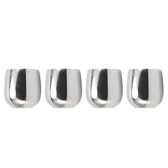 Nieyigj 4-Piece Stainless Steel Coffee Mug Set, Double Wall Insulated Curved Tea Cup 6.76 oz / 200 ml, Prevent Scalding Drinking Mugs for Home Office Travel, Lightweight Shatterproof, Silver