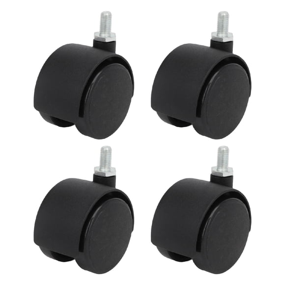 Nieyigj 4-Piece Swivel Caster Wheels, 360-Degree Rolling Double Wheel Design for Desks, Cabinets & Shelves, ABS and Metal Replacement Parts, 0.3-Inch / 7mm Screw Diameter, Black