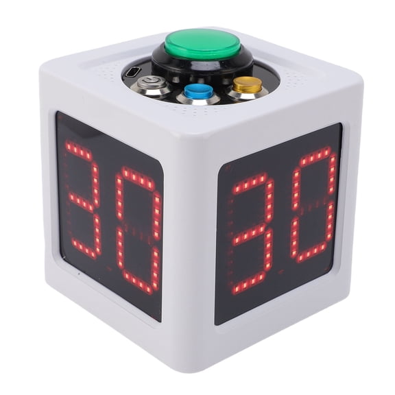 Nieyigj 4 Sides Cube Timer Digital Accurate Seconds Countdown Clock For Chess Poker Race Tabletop Games Battery Operated White (4.72 inches / 12 cm)
