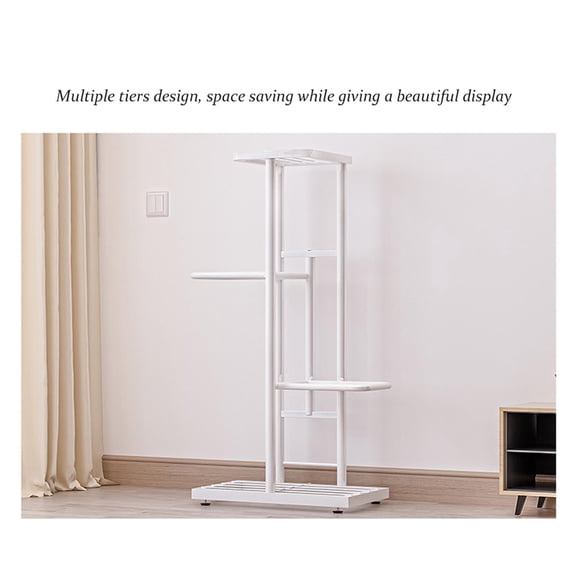 Nieyigj 4-Tier Display Shelf Flower Pots Rack, Multi-Level Plant Stand Potting Ladder Planter Stand, Heavy Duty Storage Shelving Rack for Potted Plants, Minimalist White Metal (16.92 in)
