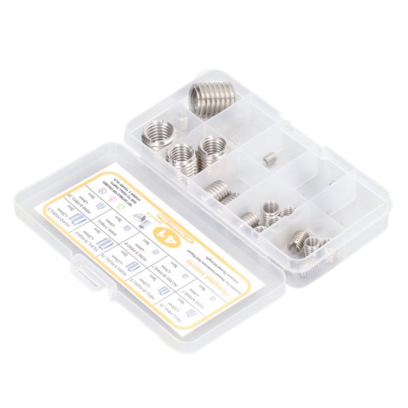Nieyigj 41 Pcs Thread Repair Insert Assortment Kit Stainless Steel M2 To M14 Threaded Inserts with Box