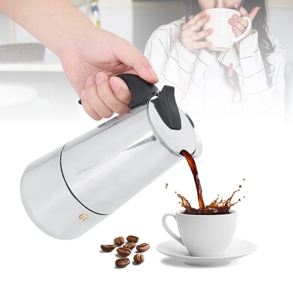 Nieyigj 450ml Stainless Steel Stovetop Espresso Maker with Electric Stove Heater Set, Professional Moka Pot for Rich Coffee, 15.2 fl oz / 450 ml Capacity