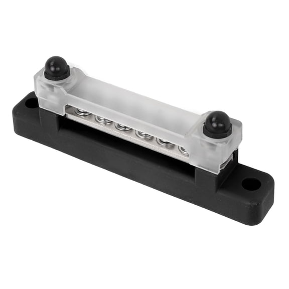 Nieyigj 48V 150A 6 Terminal Bus Bar Power Distribution Block With Cover, M6 Studs M4 Screws For Car RV Caravan Marine Boat, High Current Electrical Junction Box Connector Block, Black