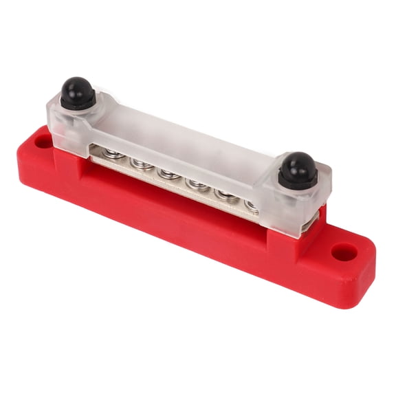 Nieyigj 48V 150A 6 Terminal Bus Bar Power Distribution Block With Cover, M6 Studs M4 Screws For Car RV Caravan Marine Boat, High Current Electrical Junction Box Connector Block, Red