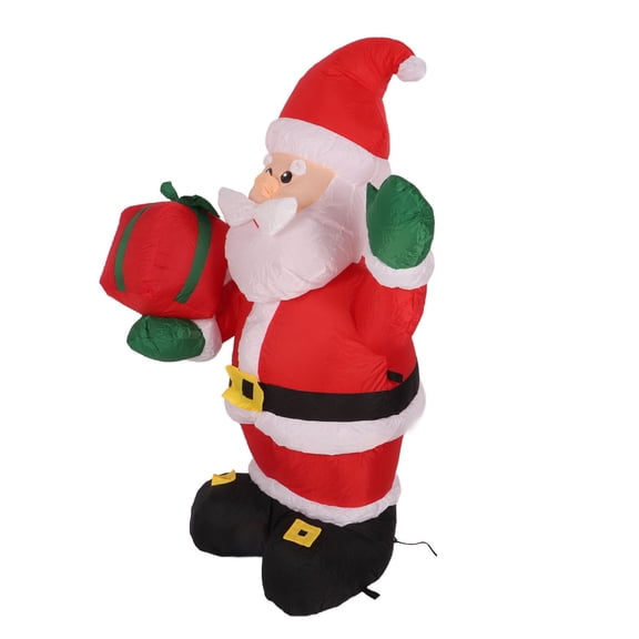 Nieyigj 4FT Christmas Inflatable Father Christmas Holding A Gift Outdoor Blow Up Yard Decoration for Holiday Lawn Garden Party EU Plug 220V
