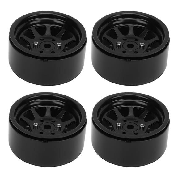 Nieyigj 4PCS RC Wheel Rim Set Zinc Alloy Steel Universal 1.9 Inch / 4.8 cm 10 Rims RC Crawler Car Wheel Hub for Axial SCX10 II III Black