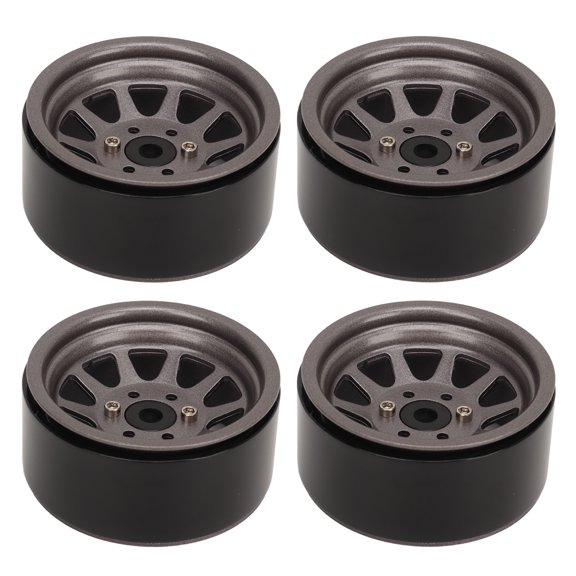 Nieyigj 4PCS RC Wheel Rim Set Zinc Alloy Steel Universal 1.9 Inch / 4.8 cm 10 Rims RC Crawler Car Wheel Hub for Axial SCX10 II III Titanium