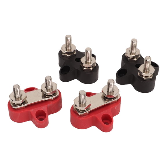 Nieyigj 4Pcs Battery Power Stud M6 Dual Distribution Terminal Junction Post Block Bus Bar for Cars RVs Boats Trucks DC 12 to 48V