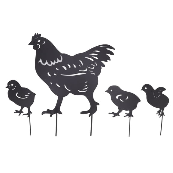 Nieyigj 4Pcs Hen Chicken Silhouette Hollow Stake Design Cute Durable Metal Yard Art Garden Stakes (9.84 inches / 25 cm)