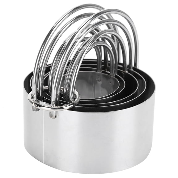 Nieyigj 5-Piece Stainless Steel Round Cookie Cutter Set, Professional Baking Dough Tools for Biscuits, Pastry, and Fondant (1.6 to 3.1 Inches / 4 to 8 cm)
