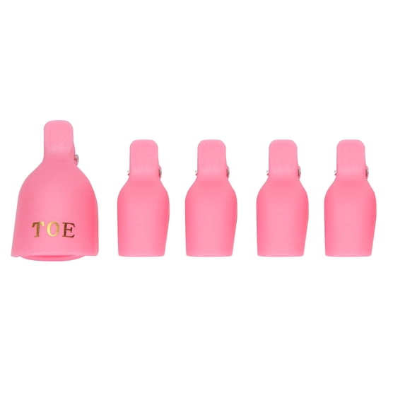 Nieyigj 5 Pieces Gel Polish Remover Clips Home Salon Toenail UV Gel Soak Off Cap Wrap Nail Art Tool Set, Reusable Acrylic Nail Polish Removal Caps, 7.87 inches / 20 cm Length, Pink