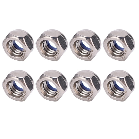 Nieyigj 50Pcs M8 Hex Lock Nuts Nylon Insert 304 Stainless Steel Silver Self-Locking Hardware Fastener Assortment Kit