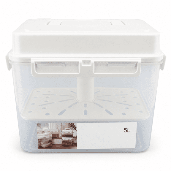 Nieyigj 5L Fermentation Storage Container for Pickles & Kimchi, Leakproof Fermenting Jar with Press Plate & Airtight Lock Lid, Portable Handle