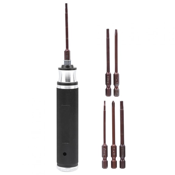 Nieyigj 6-In-1 Hex Screwdriver Tool Kit for RC Model Toy Helicopter Drone Aircraft Repairing, Black (0 # +, 1 # -, 1.5mm, 2.0mm, 2.5mm, 3.0mm) - 7.87 inches / 20 cm - Heavy Duty Steel Alloy