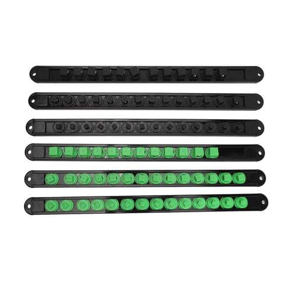Nieyigj 6pcs Socket Organizer 360 Degree Swivel Removable End Cap Metric and SAE Socket Holders Black Green