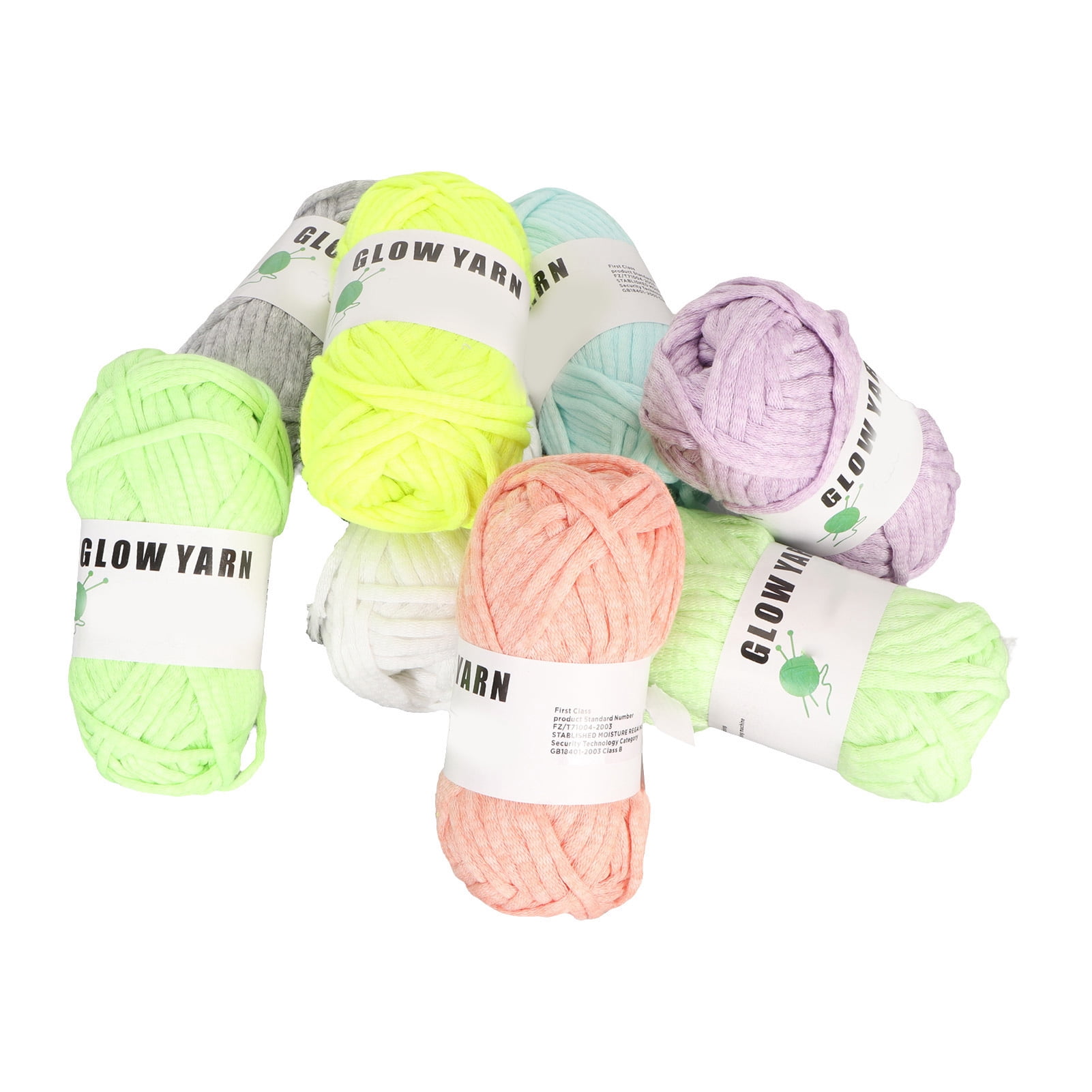 Nieyigj 8 Rolls Glow in The Dark Yarn Luminous Crochet Yarn Super Bulky Polyester DIY Hand Knitted Glowing Thread 49.2 Yards (45m) Per Roll