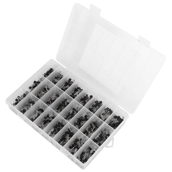 Nieyigj 840 Pcs InLine TO-92 Transistor Kit NPN PNP Small Power Bipolar Junction Transistors Box 2N2222A to BC558