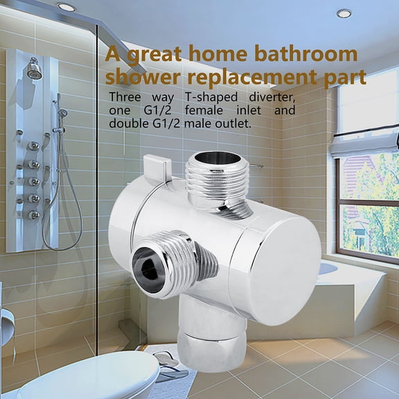 Nieyigj ABS 3-Way Shower Head Diverter Valve Connector Adapter G1/2 T-Shape Water Splitter Home Bathroom High Pressure Shower Accessory Silver Finish (3.15 x 2.36 in / 8 x 6 cm)