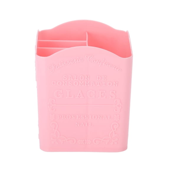 Nieyigj Acrylic Makeup Organizer Storage Box with 4 Compartments, Eiffel Tower Pattern Cosmetic & Manicure Tools Container Desk Accessory, Pink (4.33 inches / 11 cm)
