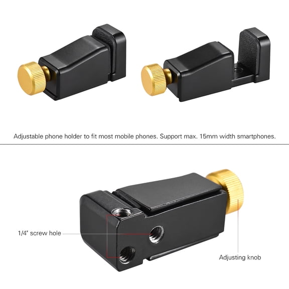 Nieyigj Adjustable Metal Phone Holder Mini Cell Phone Clamp Tripod Mount Adapter with Three 1/4-inch Screw Holes