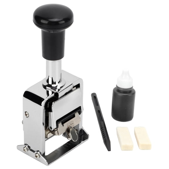 Nieyigj Automatic Self-Inking 6-Digit Numbering Stamp Machine Zinc Alloy Housing Portable Office Supply Equipment for Fast Sequential Document Coding