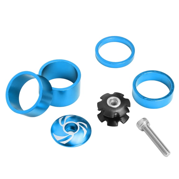 Nieyigj Bike Headset Aluminum Threadless Spacers Complete Bicycle Replacement Parts Kit, 34mm OD, Blue
