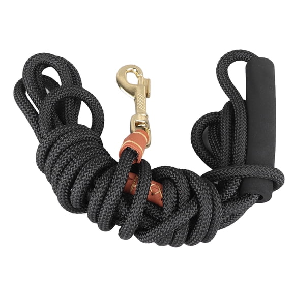 Nieyigj Black Nylon Extended Dog Leash with Soft Handle for Training, 16.4 ft / 5 m