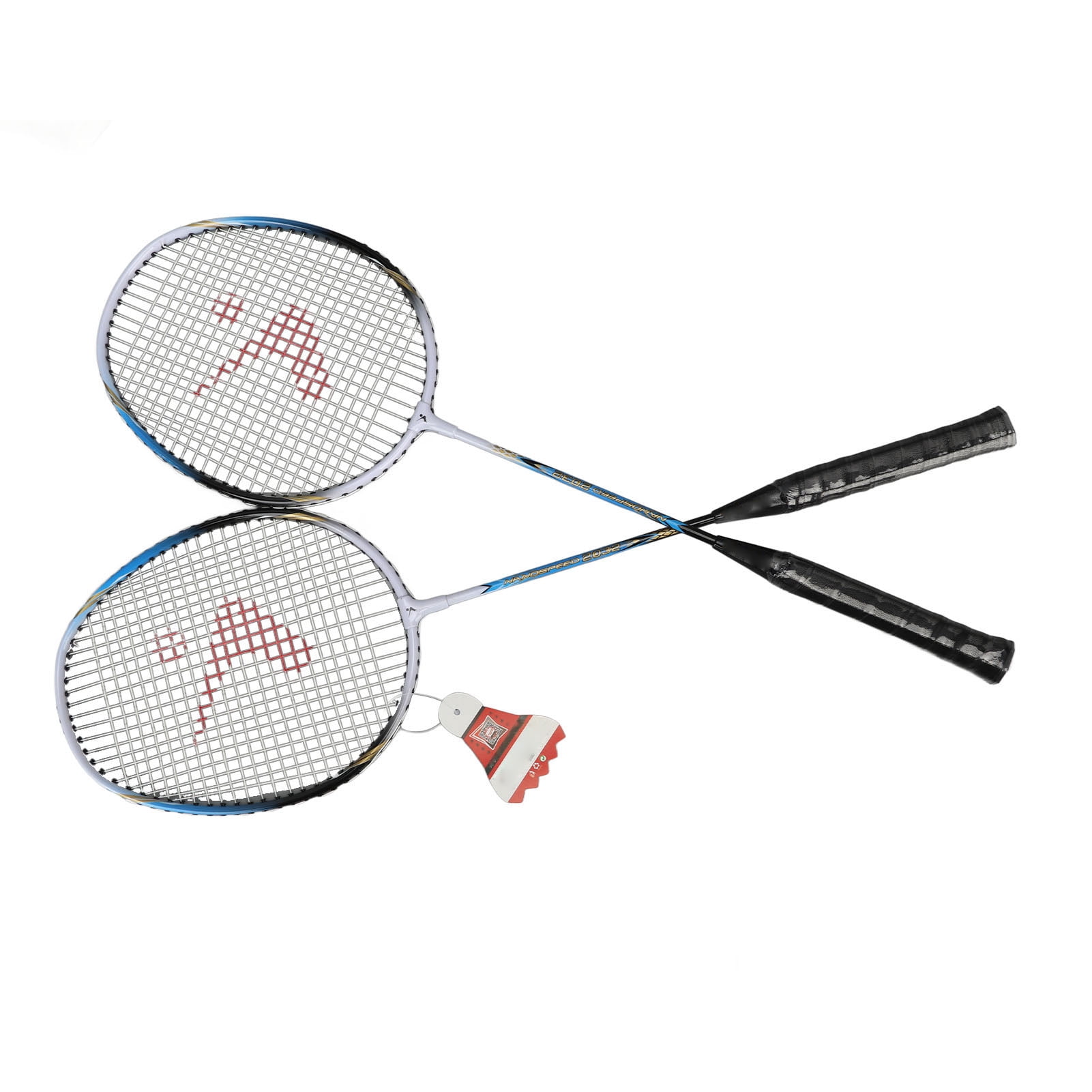 Nieyigj Blue Aluminum Alloy Badminton Racket Set Lightweight Outdoor Racquet Kit 2 Players