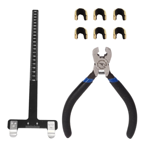 Nieyigj Bow String Nocking Points Pliers Set with T Ruler (11.8 inches / 30 cm) and Nocking Buckle Kit for Archery Compound Pulley Bow Tuning, Black Edition