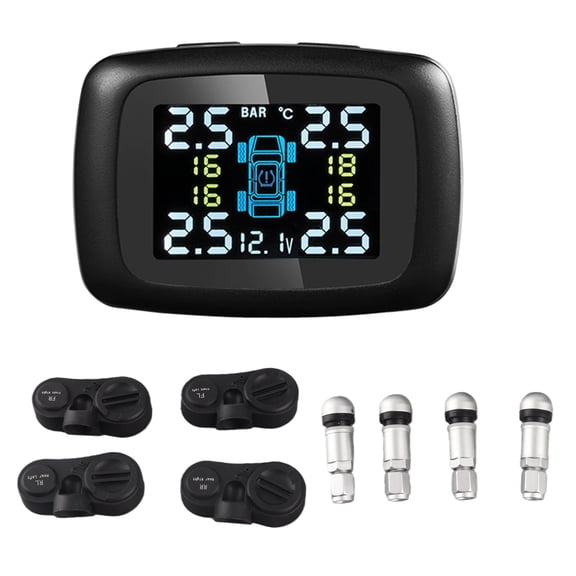 Nieyigj Car Intelligent TPMS Cigarette Lighter Tire Pressure Monitoring System with 4 Internal Sensors Digital Display Universal Fit