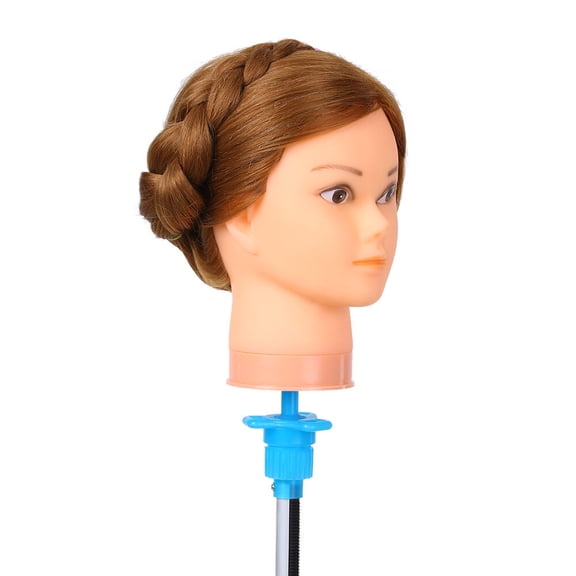 Nieyigj Cosmetology Blonde Mannequin Head with 100% Real Hair for Styling Braiding Curling 19.6 Inches Professional Hairdresser Training Dummy Doll Practice Head