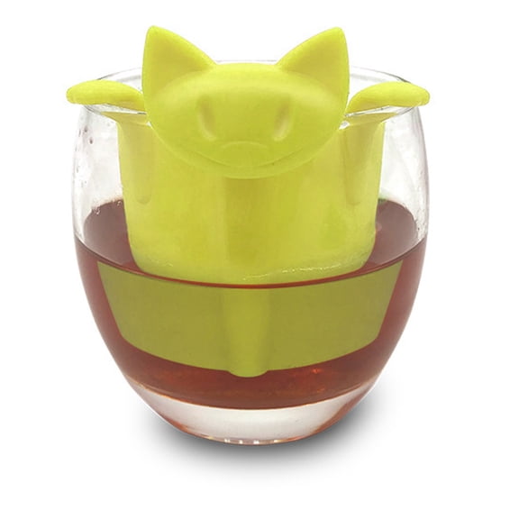 Nieyigj Cute Cat Shape Plastic Tea Strainer Filter Infuser for Home and Office, Lightweight Brewing Accessory for Loose Leaf Tea, Green (2.6 inches / 6.6 cm)