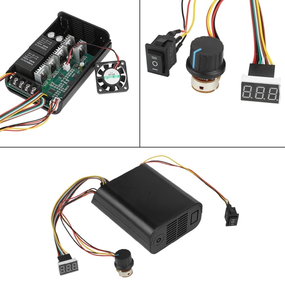 Nieyigj DC 10-55V 40A Digital Display Motor Speed Controller CW CCW Reversible Switch with Cooling Fan and Rotary Knob for Industrial Motor Control, 7.09 inches / 18 cm Length, Assorted Color