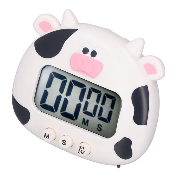 Nieyigj Digital Kitchen Timer Cartoon White Cow Shape Magnetic Countdown Countup Desk Cooking Baking Clock With Loud Sound Flash Alert Easy Operation 3.94 inches / 10 cm