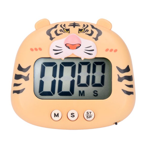 Nieyigj Digital Kitchen Timer Cartoon Yellow Tiger Shape Magnetic Countdown Countup Desk Cooking Baking Clock With Loud Sound Flash Alert Easy Operation 5.91 inches / 15 cm