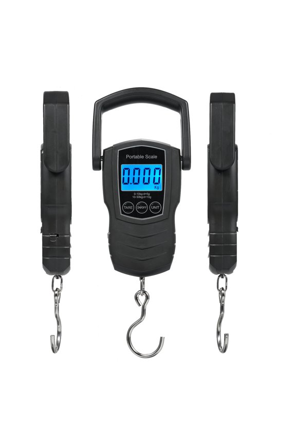Digital Luggage Scale 110 lbs / 50 kg Portable Travel Suitcase Weight Scale with 59 inches / 1.5 M Built-in Measuring Tape, Black