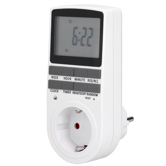 Nieyigj Digital Programmable Outlet Timer Smart Timing Switch Socket Accessory for Lamp Fan, Built-in Battery, 220V EU Plug, White