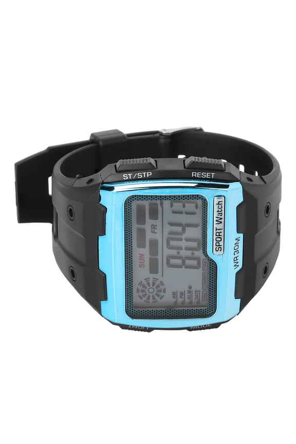 Digital Sports Watch Large Dial 52.8mm Night Light Waterproof Electronic Wristwatch Dual Time Outdoor Watch for Men Women Blue