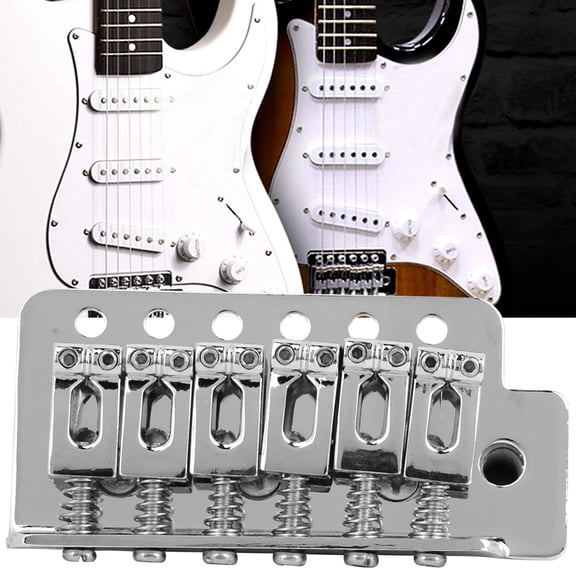 Nieyigj Electric Guitar Tremolo Bridge for Stratocaster Style Guitar with Saddle, Cast Metal Replacement Part Kit, Silver, 1 Set