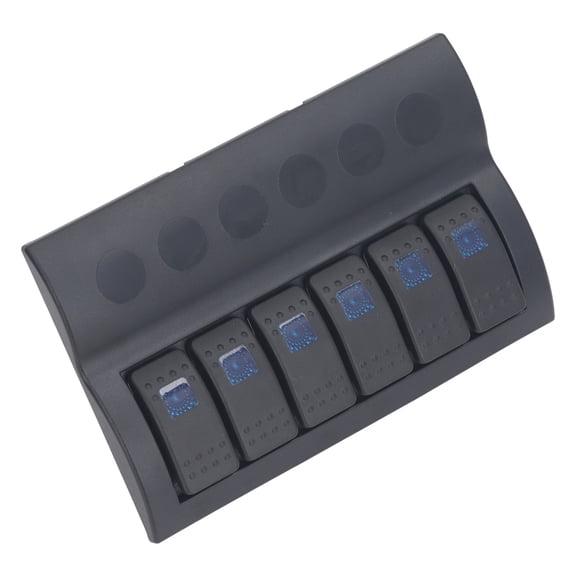 Nieyigj Electrical Switch Panel 6 Gang Pre Wired Blue LED Switch Control Panel with Overload Protector for Boat RV Marine DC12V 24V Waterproof IP65 10.63 inches / 27 cm Length