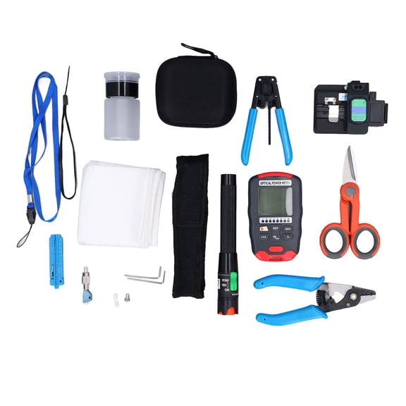 Nieyigj Fiber Optic Tool Kit FTTH Network Installation Set with 30mW Visual Fault Locator, -70~+10dBm Optical Power Meter, Precision Fiber Cleaver & 3-Hole Wire Stripper (9.84 in / 25 cm)