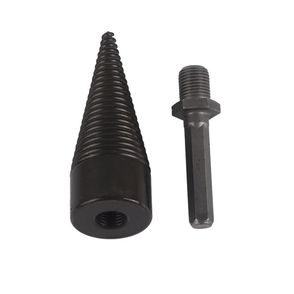 Nieyigj Firewood Drill Bit Wood Log Splitter, Carbon Steel Cone Hex Shank Drilling Tool Black 32mm