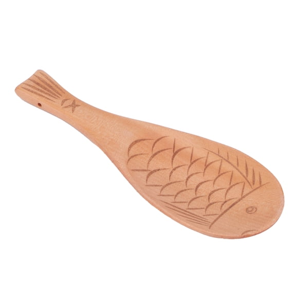 Nieyigj Fish Shaped Composite Wood Rice Paddle Non Stick Rice Serving Spoon Scoop, Reusable Sushi Making Kitchen Utensil for Household, 7.9 inches / 20 cm, Wood Color