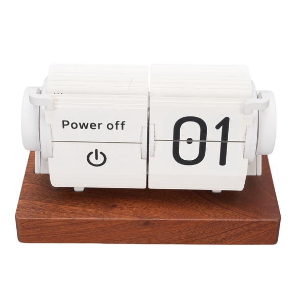 Nieyigj Flip Desk Clock Mechanical Battery Powered Automatic Page Turning Alarm Clock White (11x6x6 cm / 4.3x2.4x2.4 inches)