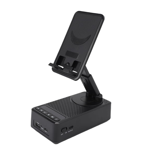 Nieyigj Foldable Cell Phone Stand with Wireless Bluetooth Speaker, RGB Light Liftable Phone Holder Charging Stand with USB Playback, Black