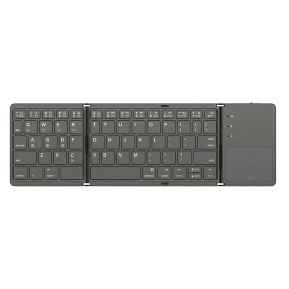 Nieyigj Foldable Compact Wireless Bluetooth Keyboard with Touchpad Pocket-Sized Travel Size Compatible with Windows iOS Android Gray Black (12.76 inches / 32.4 cm)