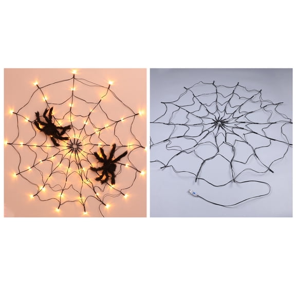 Nieyigj Halloween Spider Web Lamp with Remote Control, 8 Brightness Modes Purple LED Decorative Lights for Wall Corner, 3.28ft / 1m Diameter