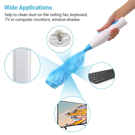 Nieyigj Handheld Battery Operated Electric Spin Duster Feather Duster Retractable Microfiber Cleaning Brush Hand Dust Duster Brush Dust Removal Tool with 2 Brush Heads for Ceiling Fans