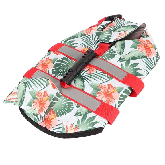 Nieyigj Hawaiian Style Dog Life Jacket Ripstop Pet Life Preserver Vest with Superior Buoyancy and Rescue Handle for Swimming Boating Water Safety, Size Large, Multicolor